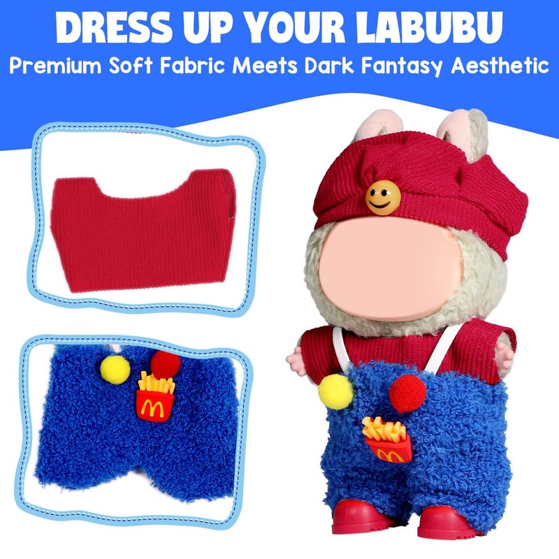 AICase for Labubu Clothes/for Labubu Outfits,Clothes Set for 17cm Lububu Doll,3 Piece Set Hat Clothing for LA BUBU, Boys and Girls Stylish Adorable Dolls Clothes Accessories (No Doll)_10 - Image 3